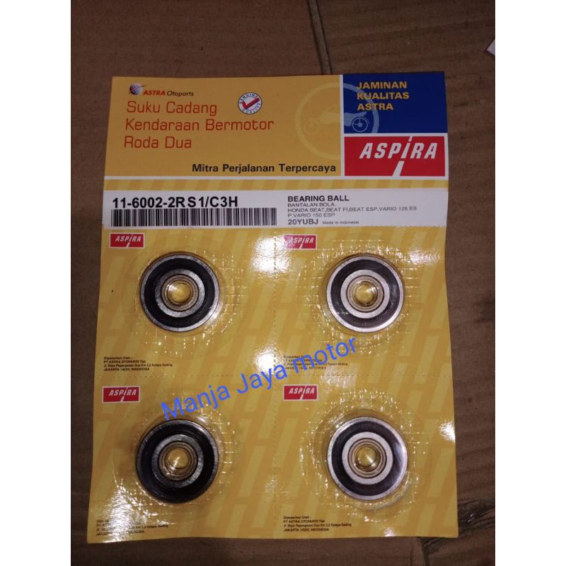 Bearing/ Laher bak cvt 6002-2rs1/C3H for Vario 125 esp/Beat/Beat F1/ Beat Esp/ Vario 150 Esp Aspira