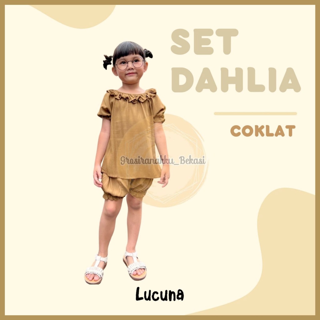 Setelan Anak Rayon Dahlia Lucuna Warna Coklat Size 1-5 Tahun