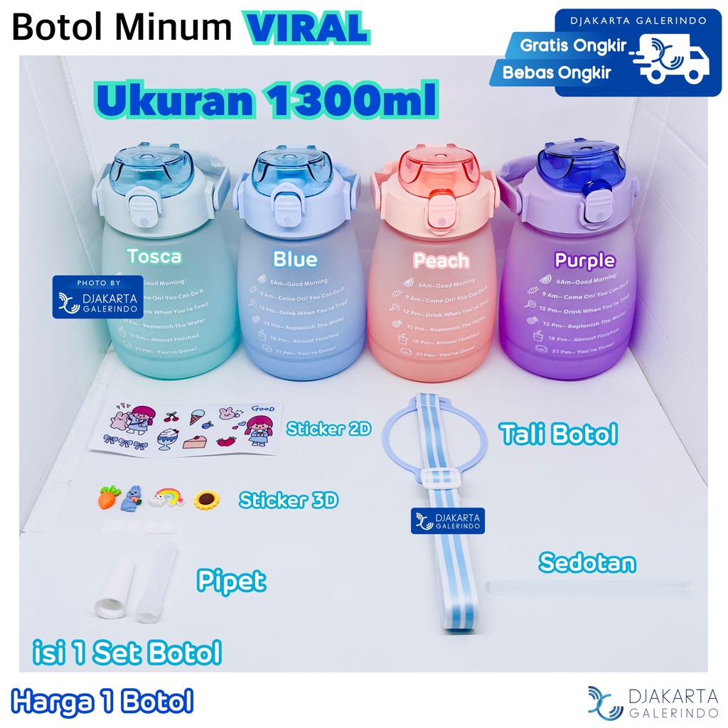 Botol Minum Viral Motivasi Gemoy 1300ml 1.3 Liter