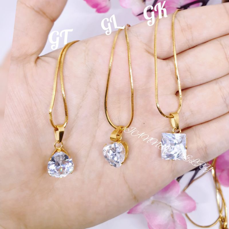 Kalung Titanium Asli Wanita Anti Karat Emas 18k Berlian Aksesoris