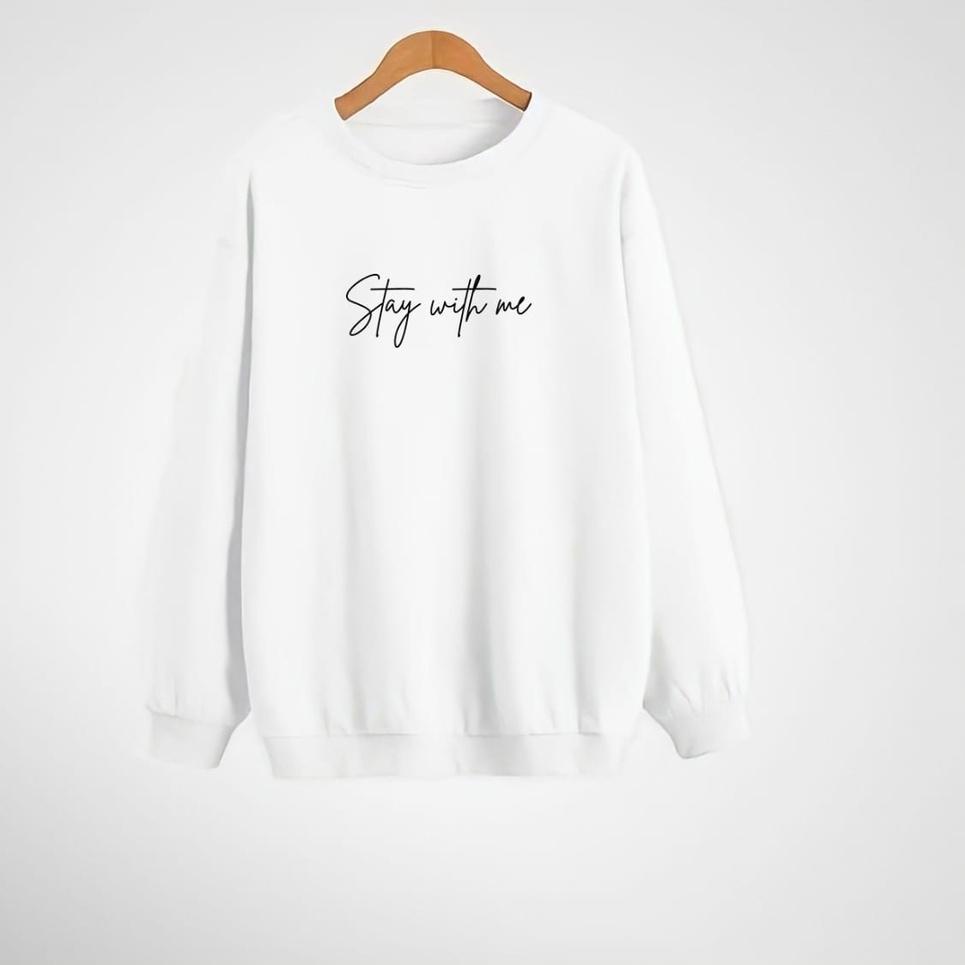Recomended.. Crewneck Pria Wanita Stay With 2 Me Basic Sweater Japan sweater kerah tinggi pria xxl c