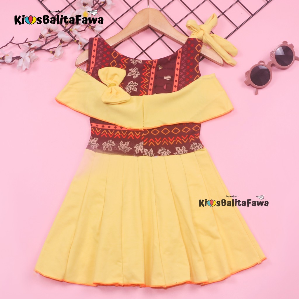 Dres Rachel uk Bayi - 5 Tahun / Baju Dress Anak Perempuan Murah Model Gaun Pesta Polos Motif Export