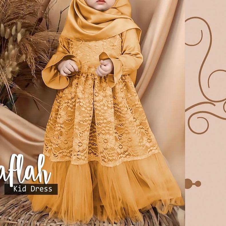 ☀ GAMIS SYARI ANAK PEREMPUAN BROKAT SATIN TILE NAFLAH | MAXI DRESS PANJANG FASHION MUSLIM CEWEK BRUK