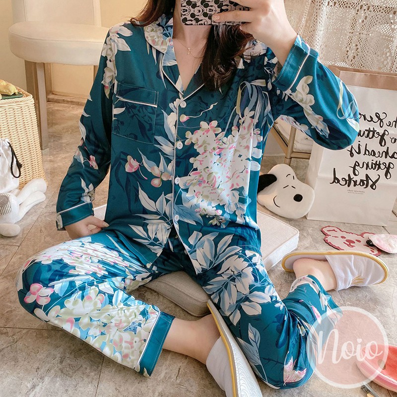 BAJU TIDUR WANITA BLOOMING FLOWER KOREA BUNGA PIYAMA WANITA DEWASA IMPORT ONE SET - LLP BLOOM-7