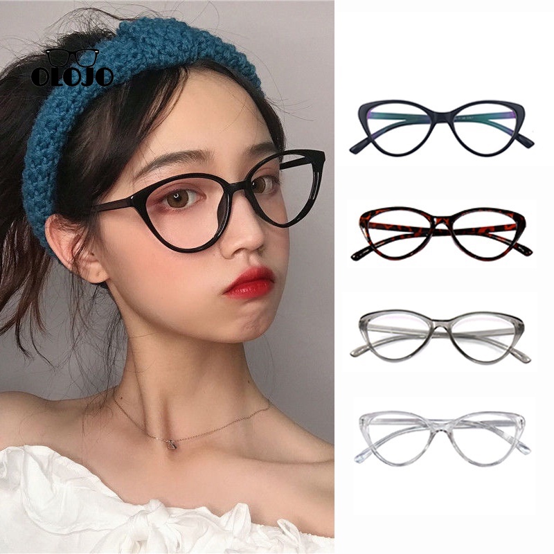 COD Kacamata Korea Wanita Kacamata Anti Radiasi Retro Wanita Fashion Cat Eye Eyeglasses Versatile Optical Glasses ol2