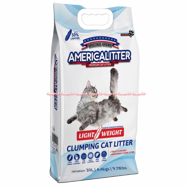 Americalitter Light Weight 10L Clumping Cat Litter America Litter Pasir Kucing Ringan Mudah Dibersihkan Bebas Debu Mengurangi Bau Tdak Sedap 10 Litter