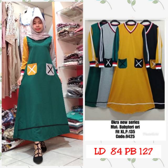 Gamis okra / Dress Okra / maxi okra by Anis Collection