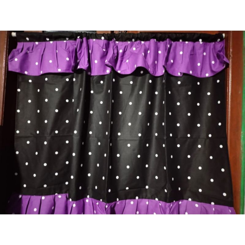 gorden kolong dapur minimalis rumbai hitam ungu