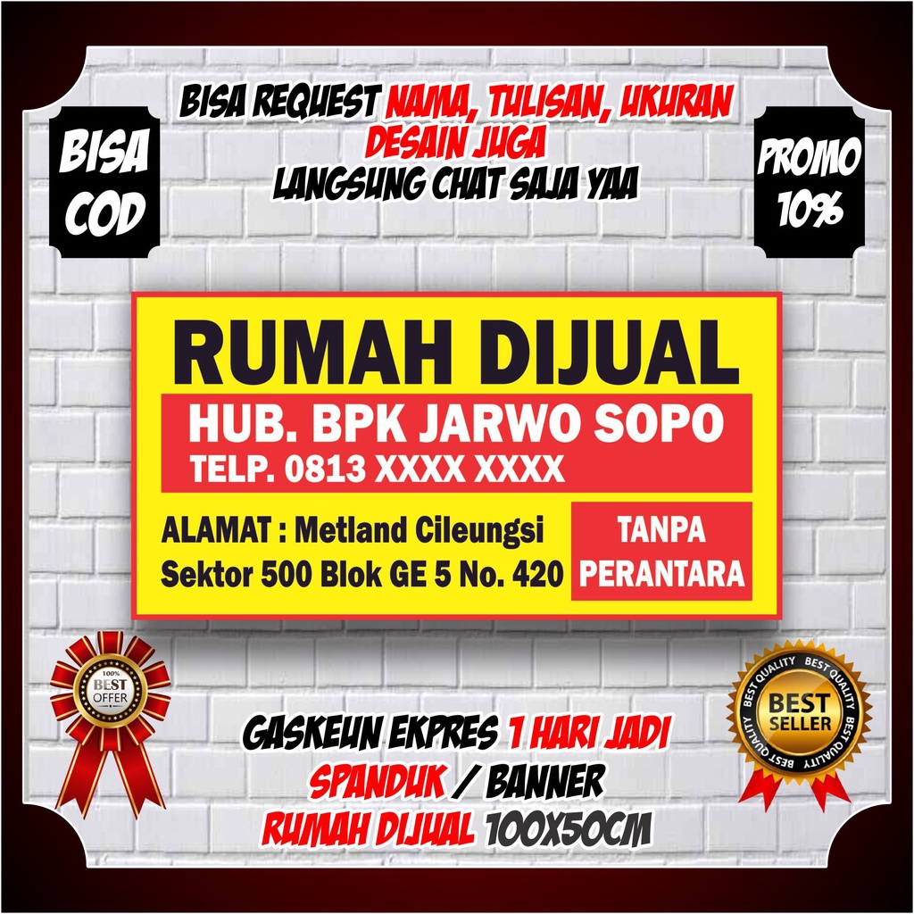 Spanduk Banner Spanduk Rumah Disewakan / Rumah Dikontrakan Murah / Banner Rumah Dijual Dikontrakan D