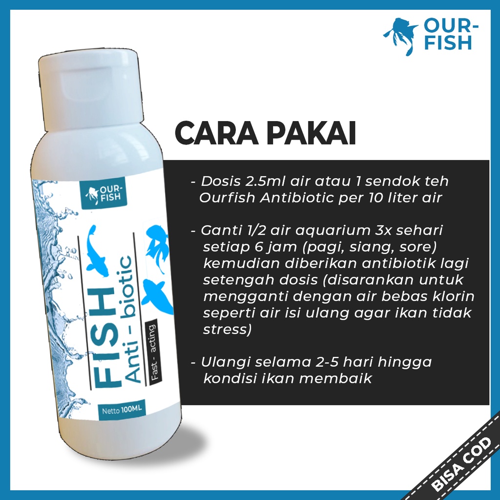 OURFISH - Obat Antibiotik Ikan Hias Fast Acting Formula Anti Bakteri Parasit Koi Goldfish Channa Koukka