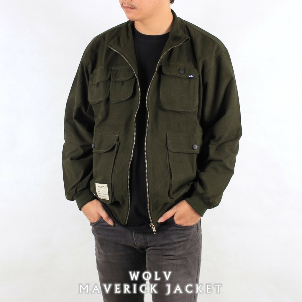 ORIGINAL WOLV Jaket Maverick Hijau Army Jaket Parka Wolv