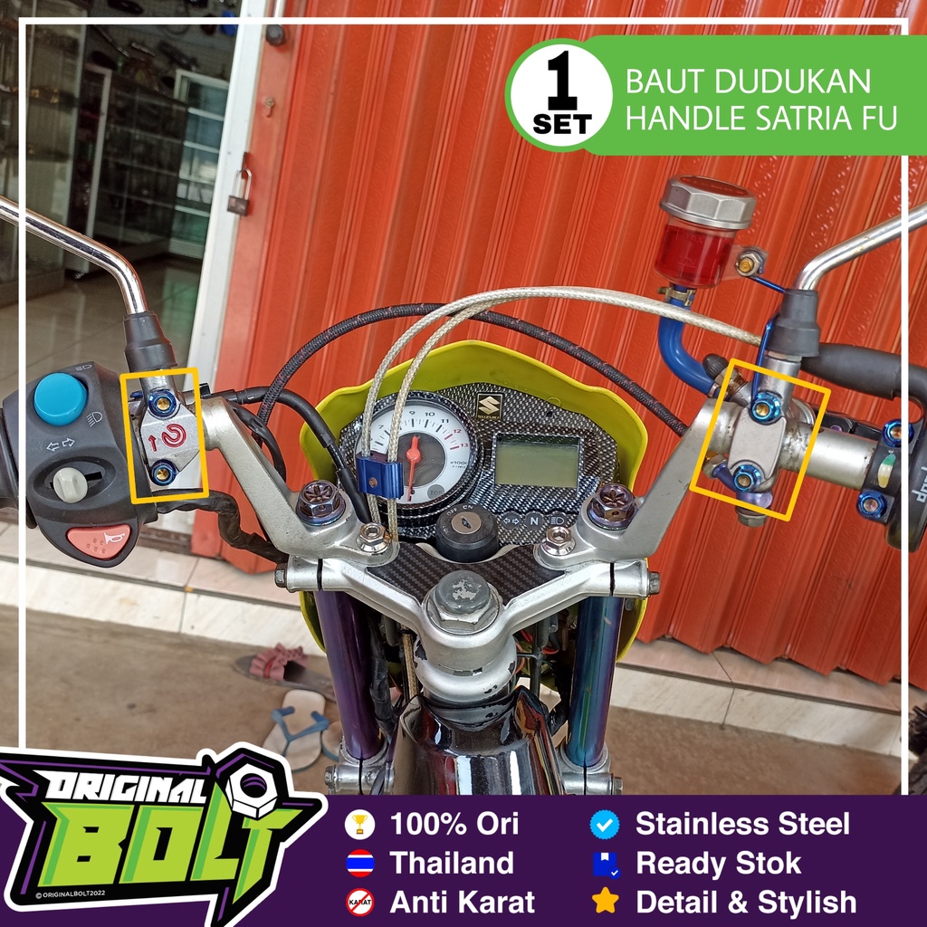 Baut Dudukan Handle Stang Satria FU Probolt Stainless Heng King Nut Thailand