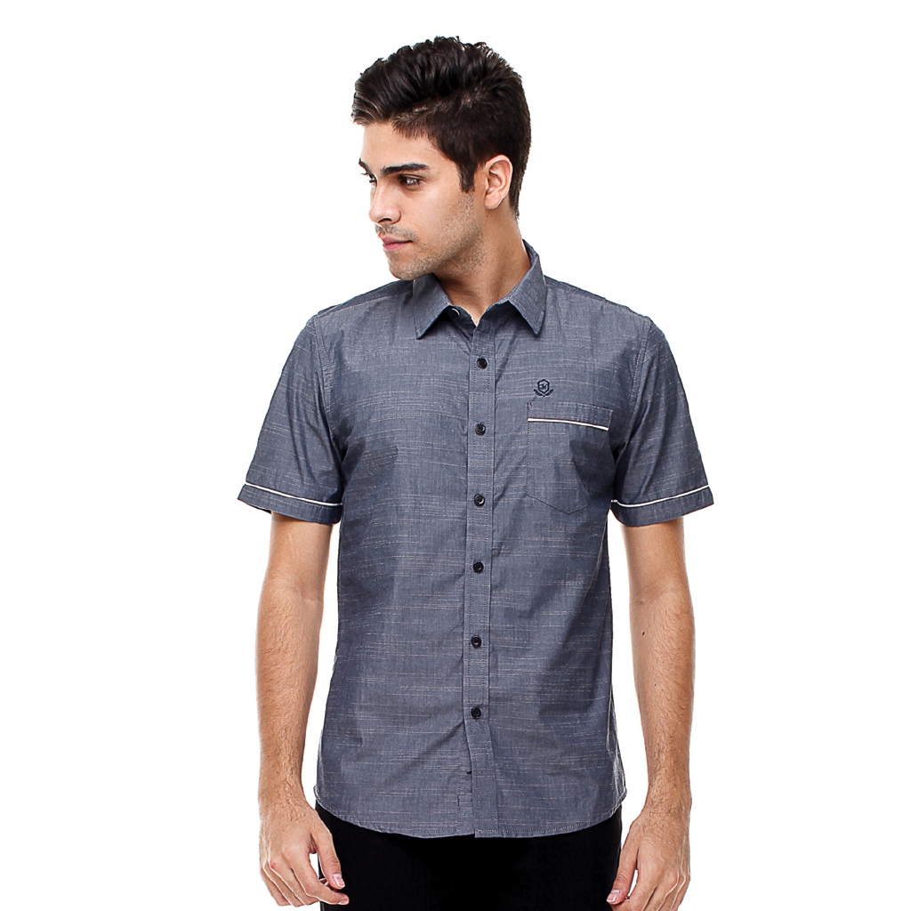 Johnwin - Kemeja Casual - Kemeja Pria - Garis - Abu - Slim Fit - ASH.670.S880.626.C - Free keychain