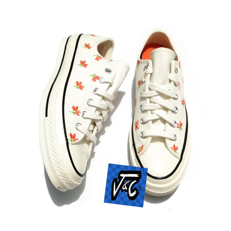 Sepatu Converse Chuck 70 70s Embroidered Garden Floral Chambray Ox