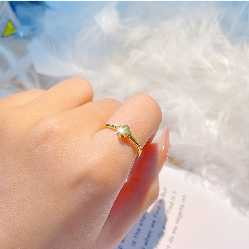 Cincin Model Terbuka Dapat Disesuaikan Bentuk Daun Clover Untuk Hadiah