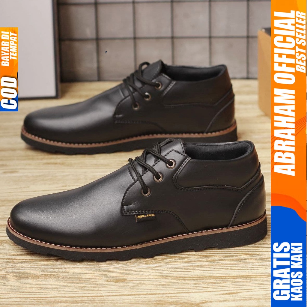 ABRAHAM COLLE Sepatu Formal Casual Pantofel Hitam - Coklat