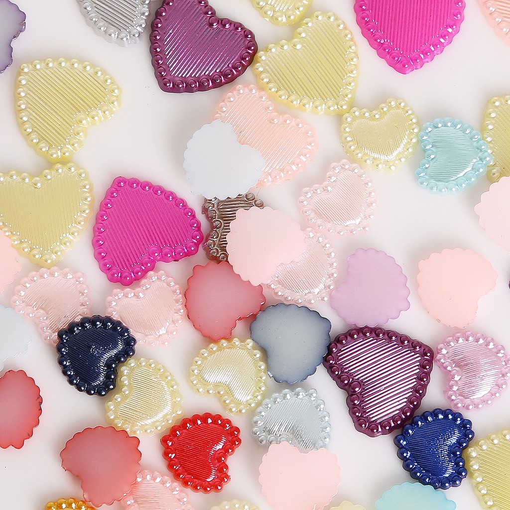 50/300 pcs 3-14 mm Random Mixed Color ABS Imitation Pearl Plastic Half Pearl Flatback Heart Beads For DIY Bracelets Headwear Jewelry Findings Flatback Heart Shape Imitation Pearls Loose Beads For DIY Scrapbook Decoration Craft Making