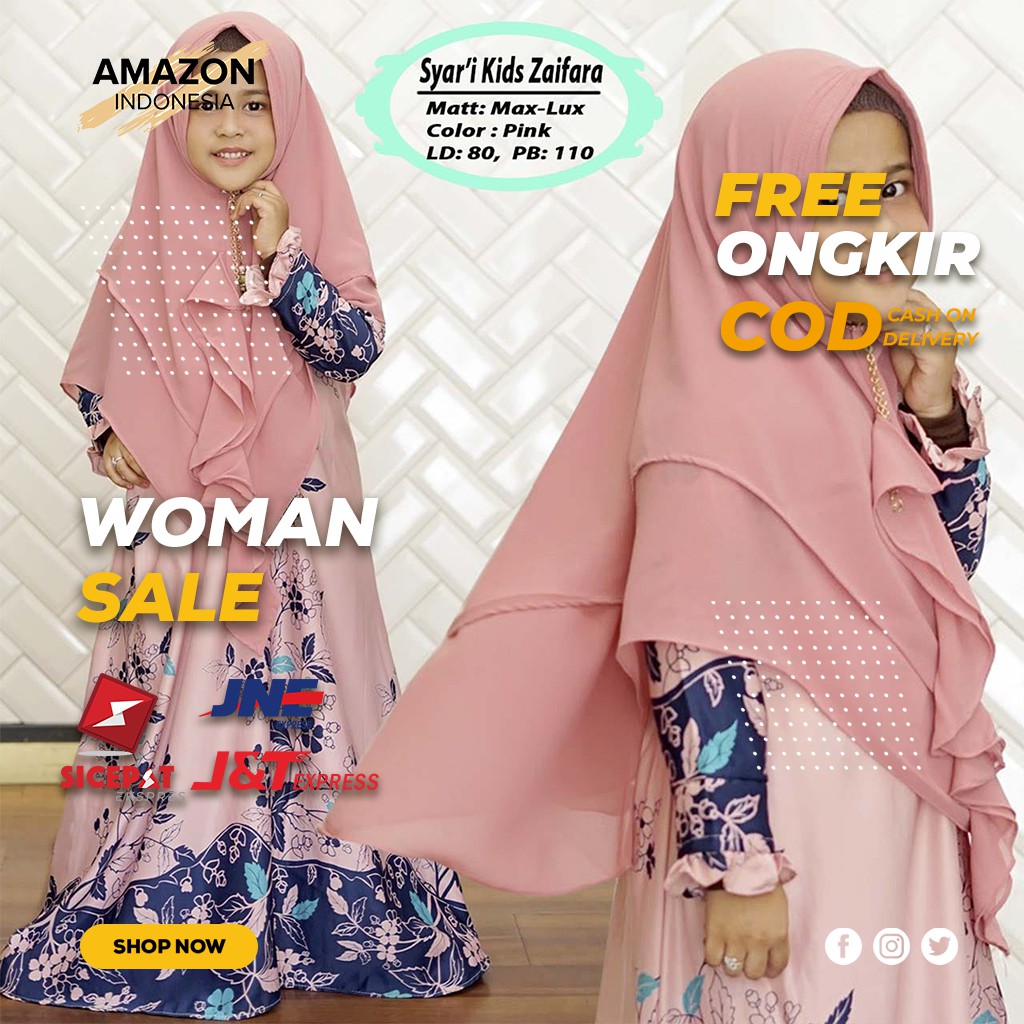 PAKAIAN MUSLIM ANAK PEREMPUAN WARNA PINK BAHAN MAXMARA LUX ORIGINAL MOTIF BUNGA GOOD QUALITY MURAH