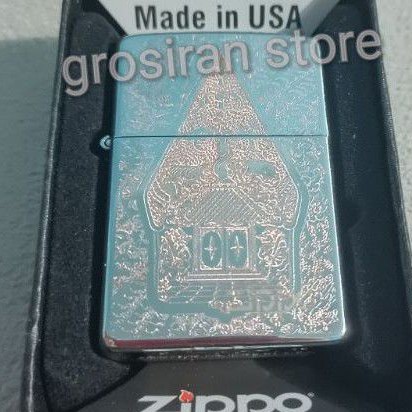 Zippo wayang gunungan silver chrome custom logo ukir grafir nama kado korek