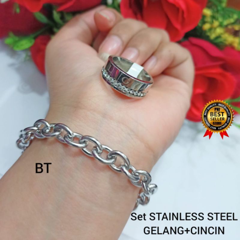 Gelang tangan Titanium rantai asli stainless Free Cincin Anti karat motif pilihan