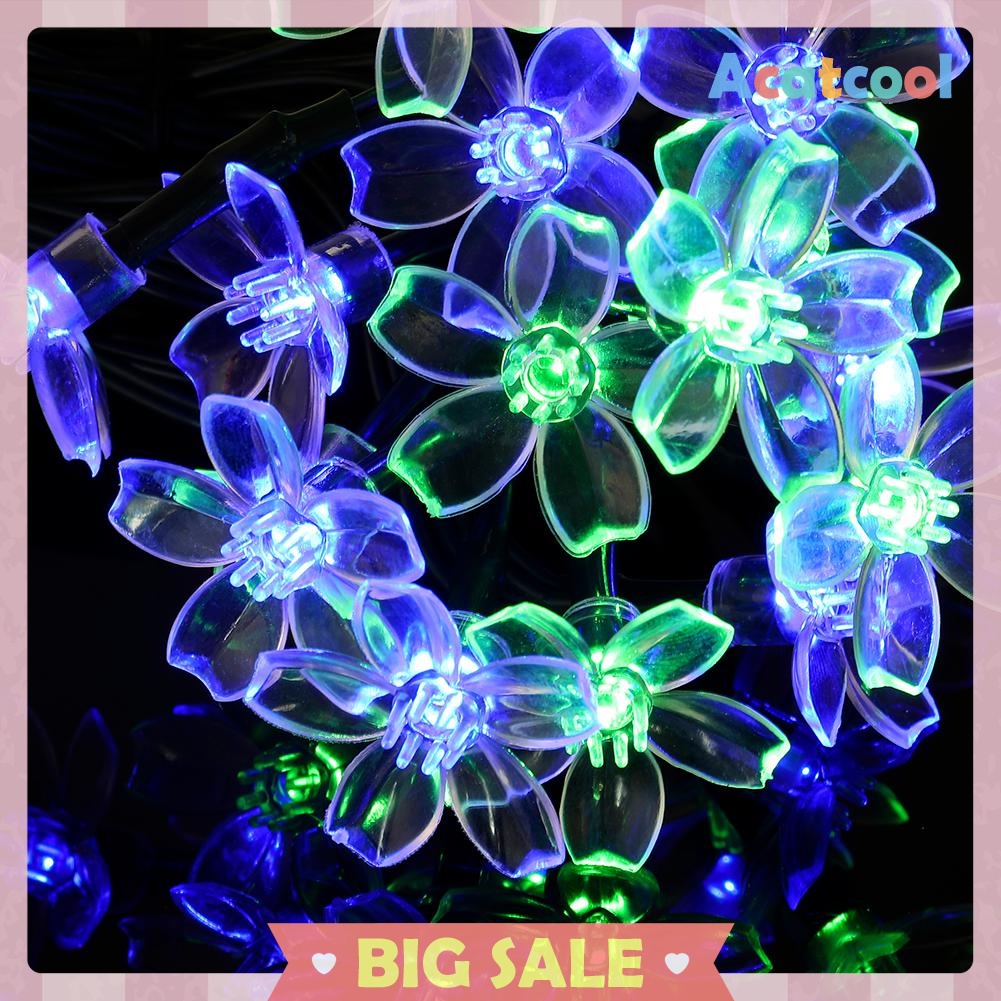 20/50LED Solar Power Cherry Blossom String Light Yard Fairy Decorative Lamp