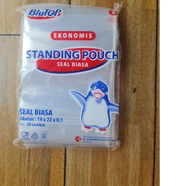 ❀ Standing Pouch blutop 14x22 single seal/seal biasa ◄