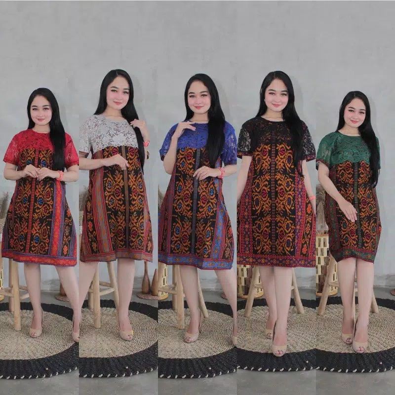 cod --- dress brokat toraja motif songket etnik batik kampus/ dress batik/ dress batik brokat