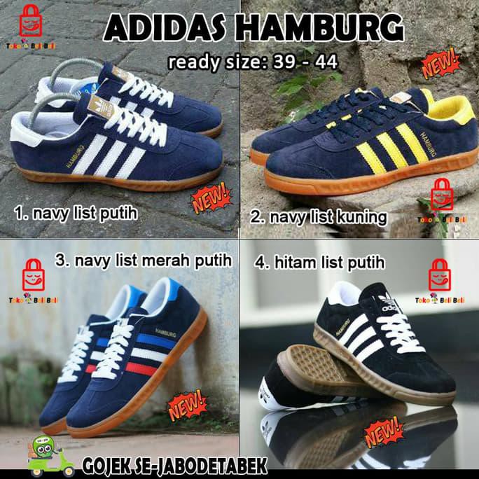 promo sepatu adidas hamburg import. sepatu adidas pria. sepatu sneakers pria - navy putih, 39