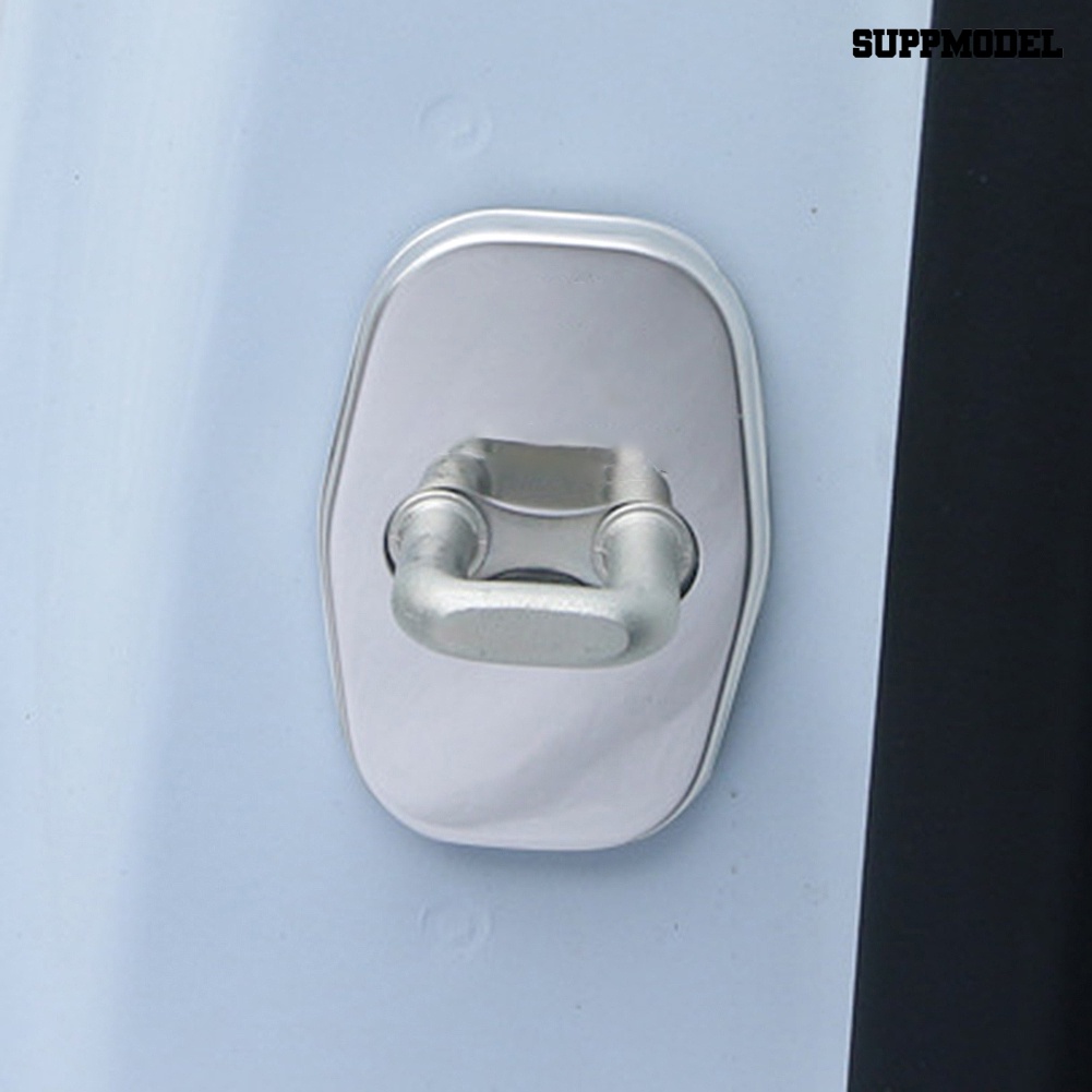 4pcs Stiker Cover Kunci Pintu Mobil Bahan Stainless Steel Untuk Peugeot 301 / 308 / 407 / 508