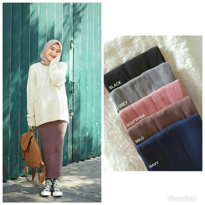 Rok Rajut Premium Rok Span Knit Tebal Premium Rok Span Panjang Knit Skirt Rinjani