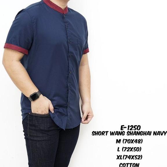 Mms Hm46 Baju Kemeja Pria Lengan Pendek Biru Batik Kemeja Flanel Vrenitaolshop