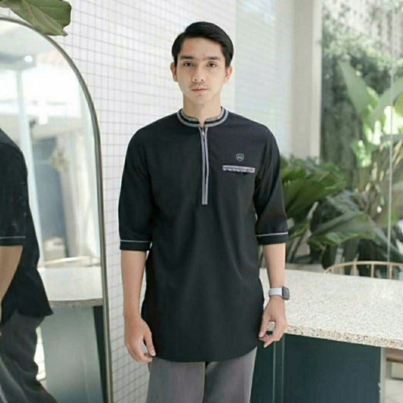 Kurta resleting lengan 3/4 bahan mat cotton