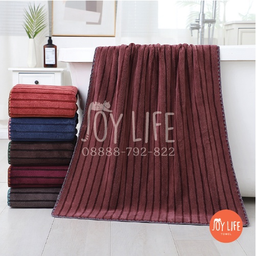 Handuk mandi bulu 70cmx140cm / handuk dewasa / handuk motif salur doras list daya serap tinggi dan lembut