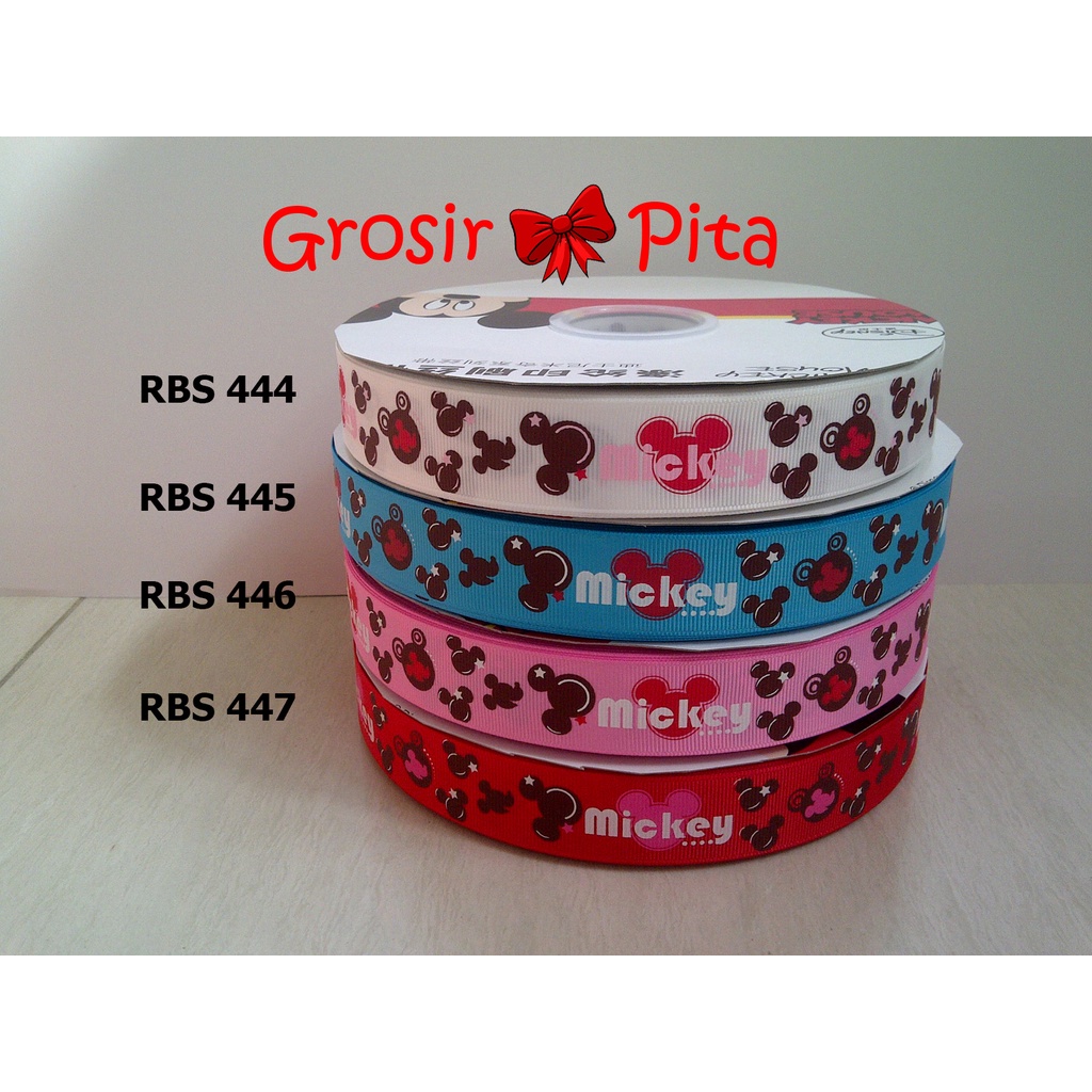 

(25 yard) Pita Grosgrain Motif Minnie Mouse RBS 444,445,446,447 | Toko Bahan Craft | Grosir Pita