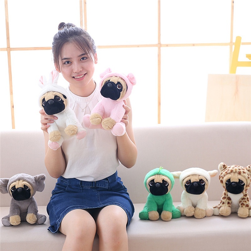 Mainan Boneka Plush Anjing Pug Dengan Topi + Bel Untuk Anak Laki-Laki / Perempuan