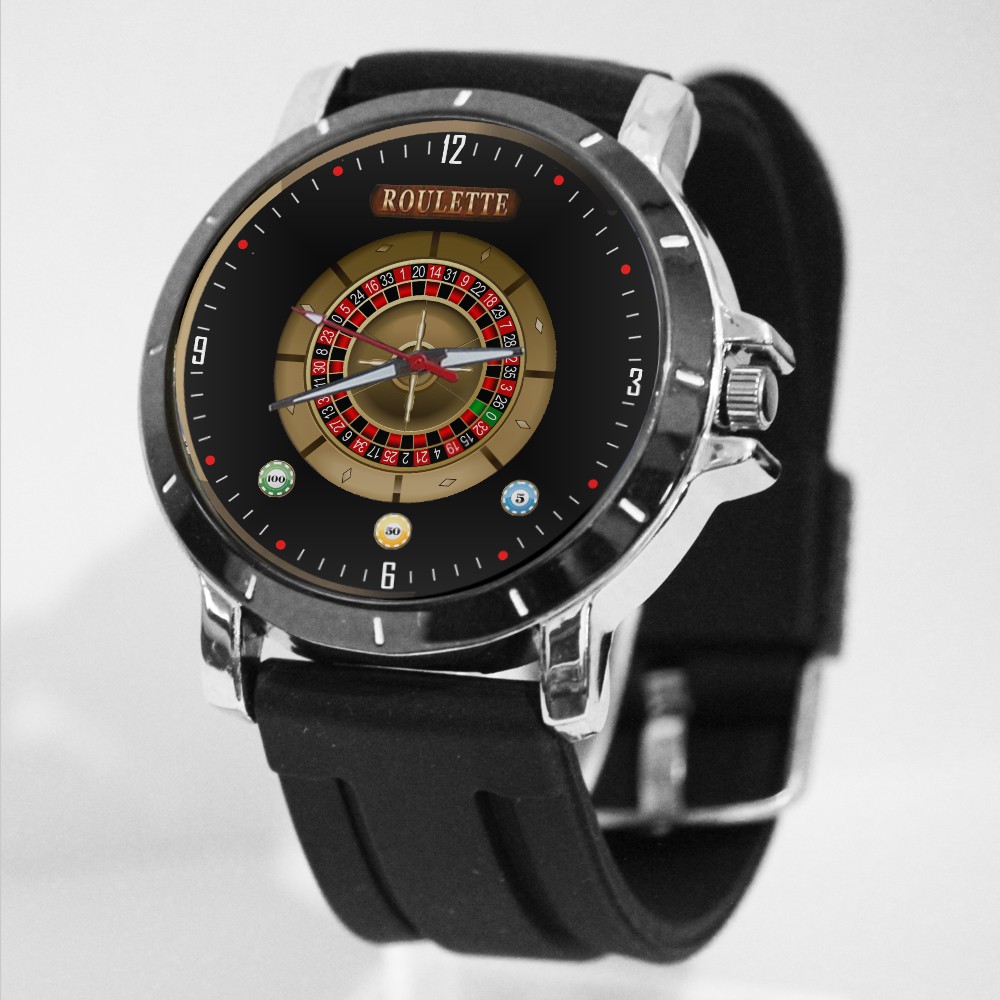 Jam Tangan Rubber Custom Pria dan Wanita Casino Roulette