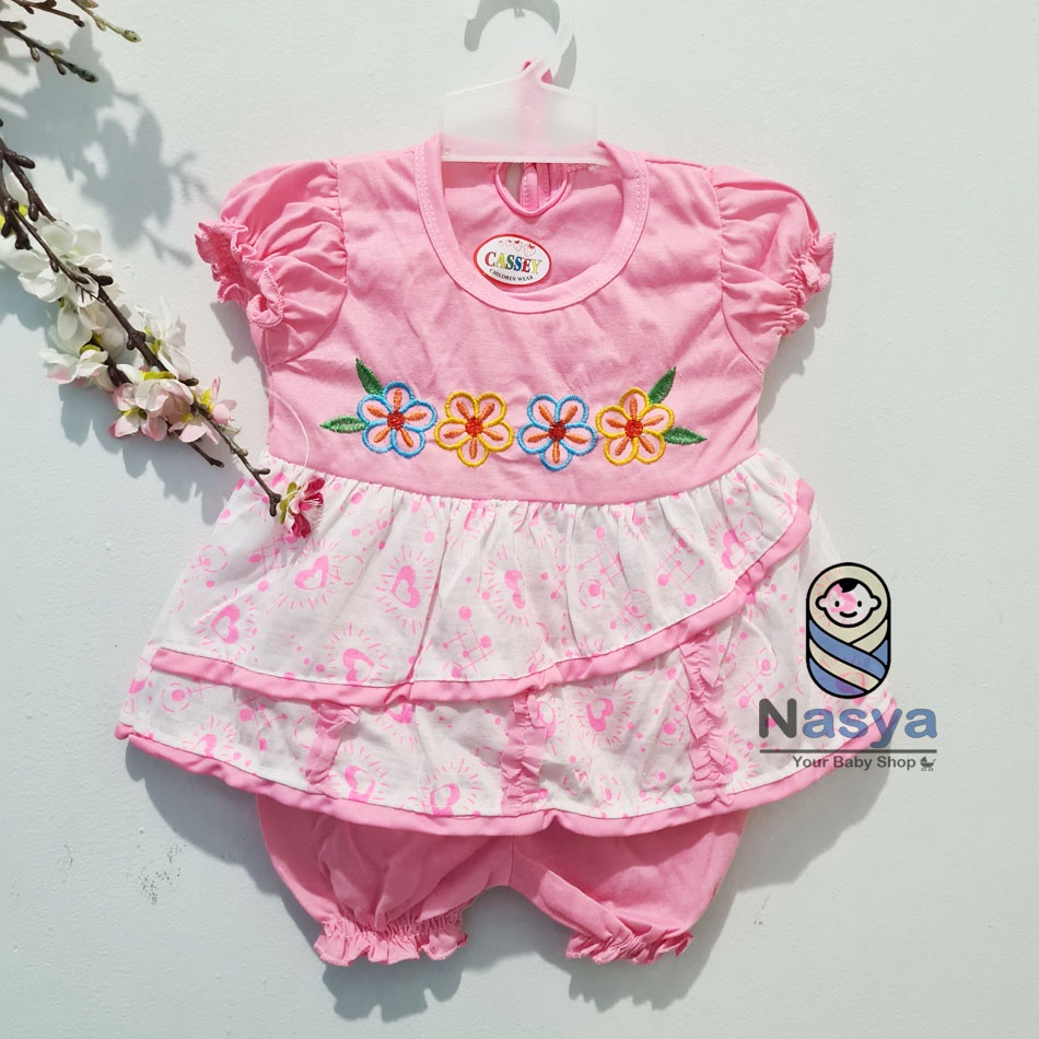 [N-093] NEW !! Setelan Baju Bayi perempuan celana pop (0-6 bulan)