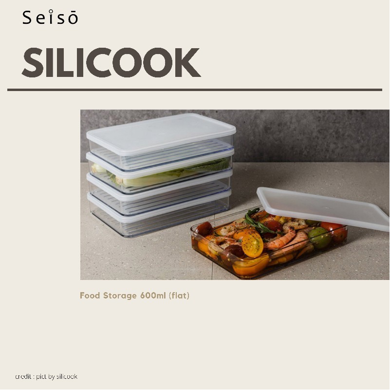 [SEISO] SILICOOK - Food Storage Box 600 ml (Flat)