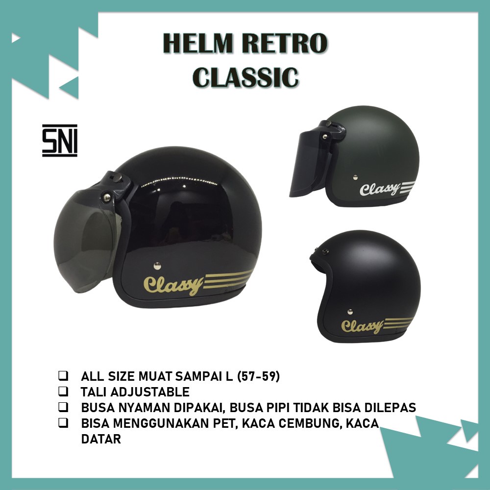 Helm Retro Bogo Dewasa Motif COPO Classy Murah Dengan Kaca