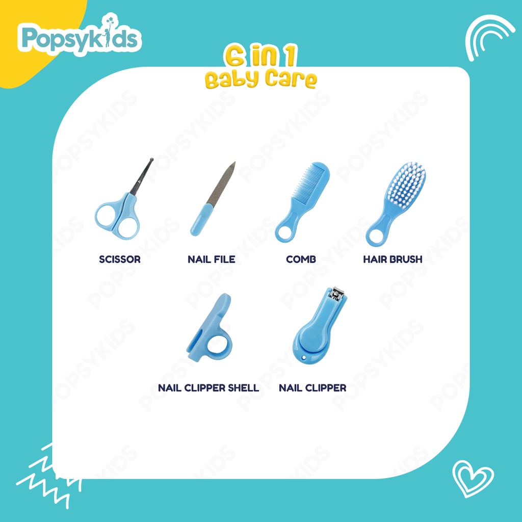 PopsyKids Baby Care Kit 10in1 / 6in1 Baby Gift Set Grooming Kit Perawatan Kuku Rambut Bayi