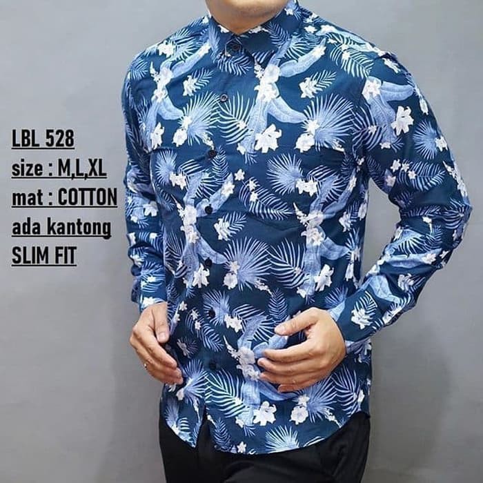 KEMEJA SLIM FIT PRIA BATIK SLIMFIT REAL PICT ORIGINAL MERK LUIGI BATANI LB564