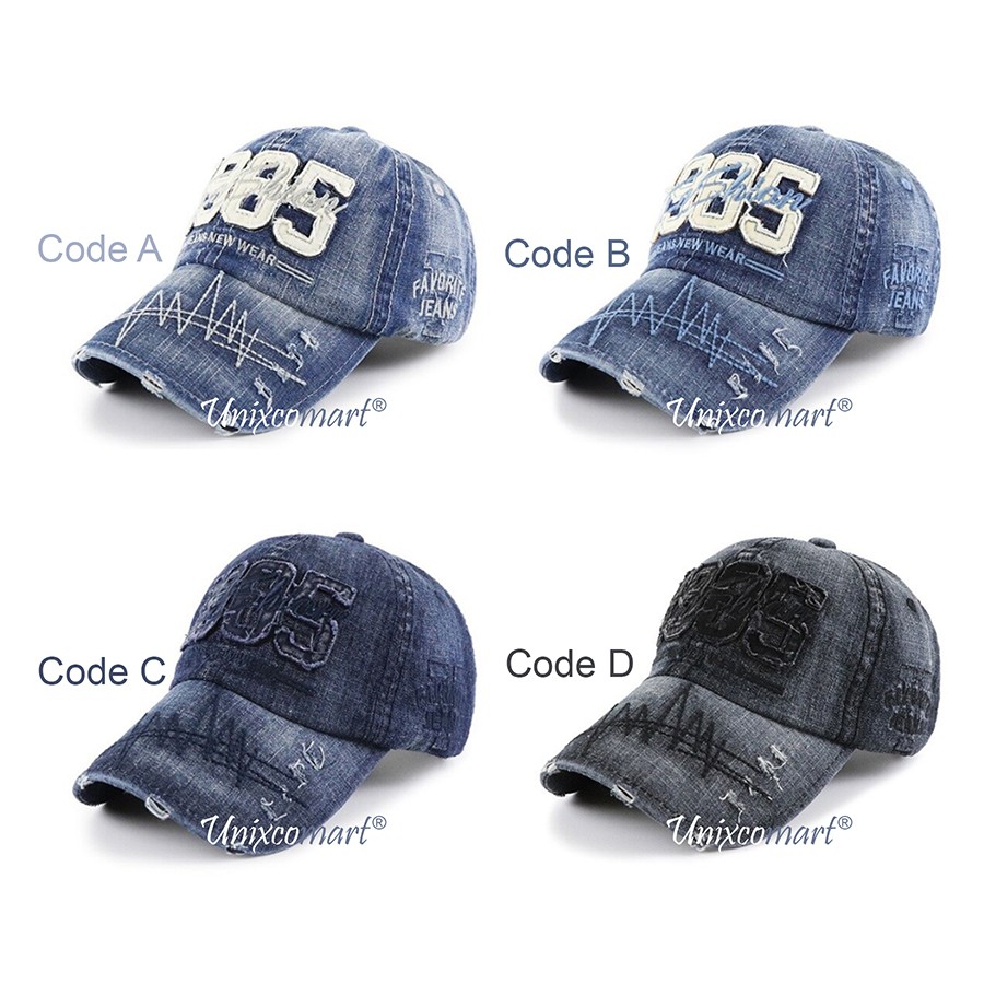 Topi Baseball JAMONT 1985 Fashion Jeans Hat Casual Sport Pria Wanita