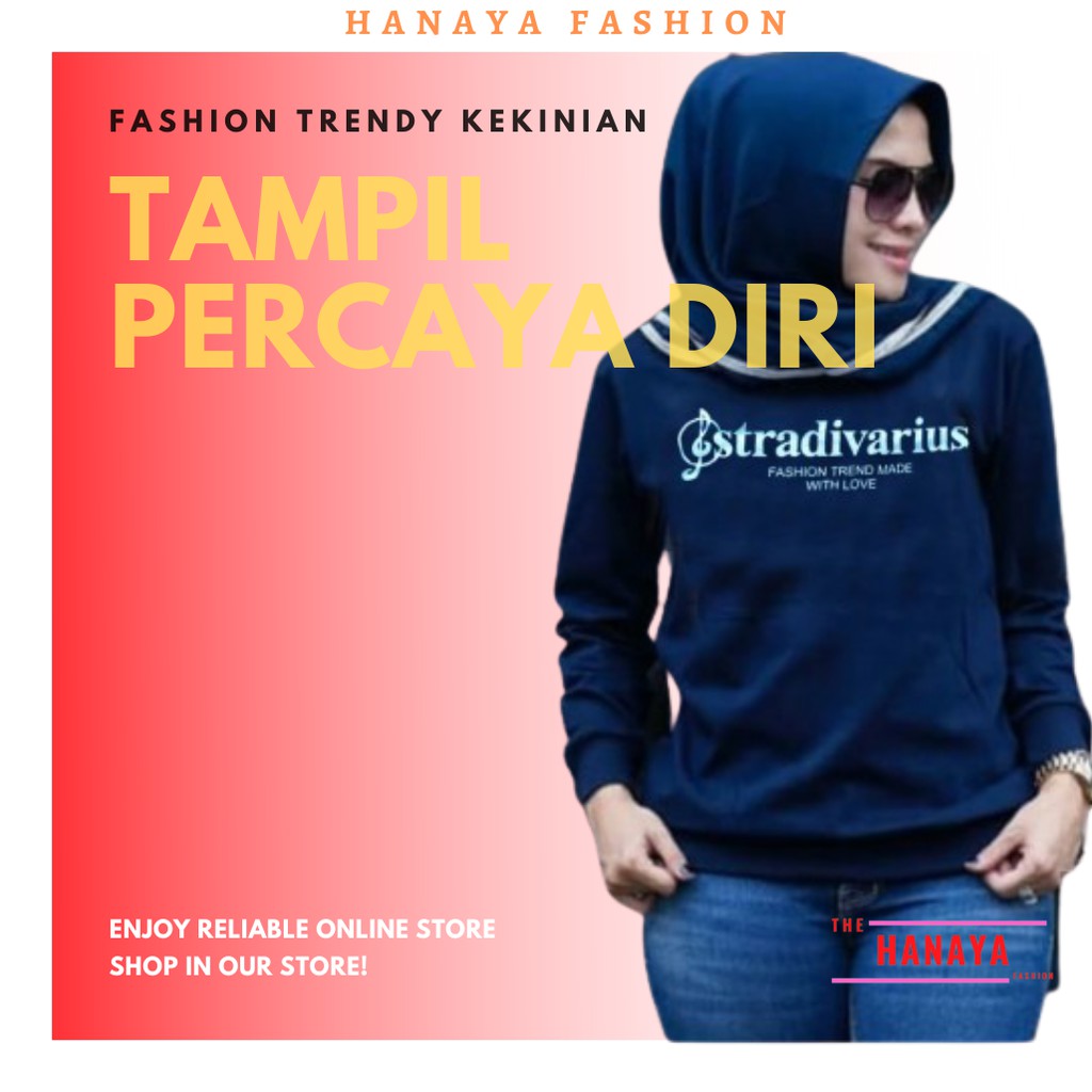 BAJU KAOS WANITA LENGAN PANJANG KEKINIAN | ATASAN SANTAI CEWEK STRADIVARIUS | MODEL TERBARU BISA COD-NAVY