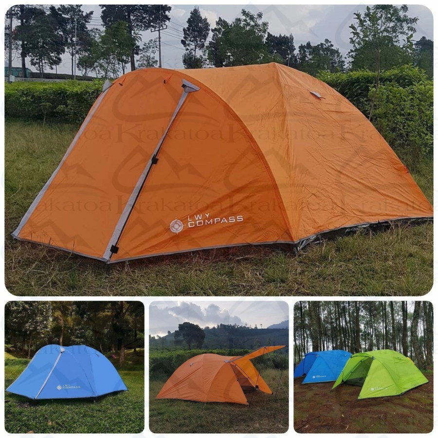 【COD】 Tenda Compass LWY` Dome Fiber 4P 5P` Double Layer 4 - 5 Orang Tent` Camping Outdoor Kemah Compas