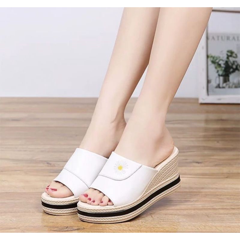 ABBUSHOES Af 50 wedges bordiran strip sol karet 7cm