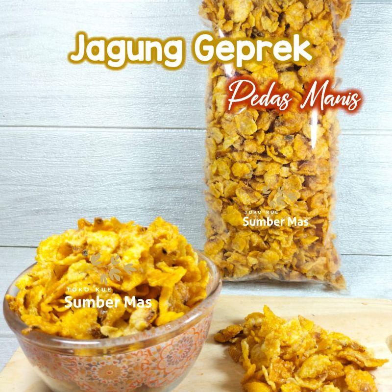 JAGUNG GEPREK 250gr / RASA PEDAS MANIS / Emping Jagung / Cemilan / Snack kiloan / Kue kering