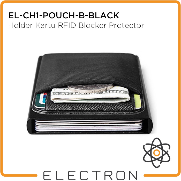 EL-CH1-POUCH-B-BLACK Card Holder Kartu RFID Blocker Protector Smart