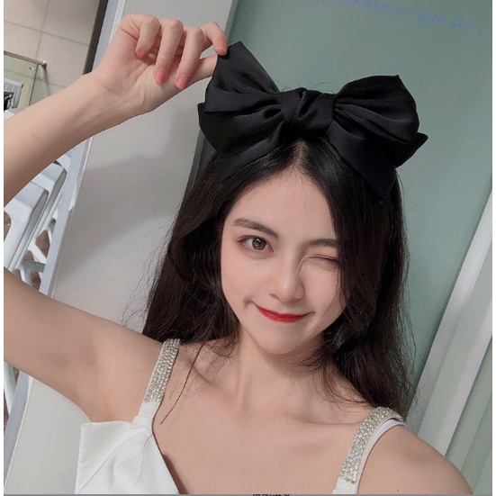 Bando Korea Perempuan Dewasa Aksen Pita Polos Besar Lebar 20,5cm Aksesoris Jepitan Rambut AK204