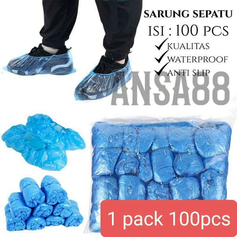 isi 100pcs sarung sepatu medis anti bakteri anti kuman plastic shoes cover HB03