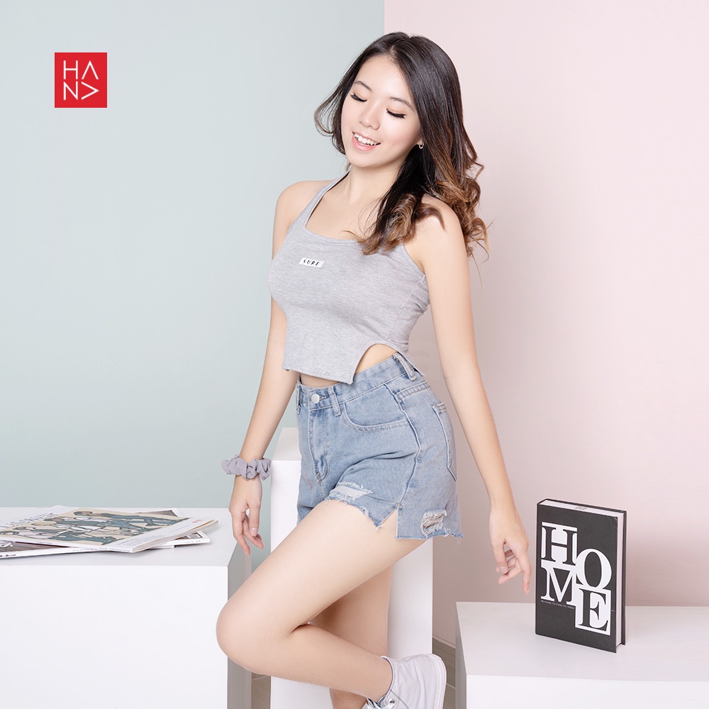 HanaFashion JKT - Monica Side Slit Crop Tank Top Atasan Wanita  -  TT141